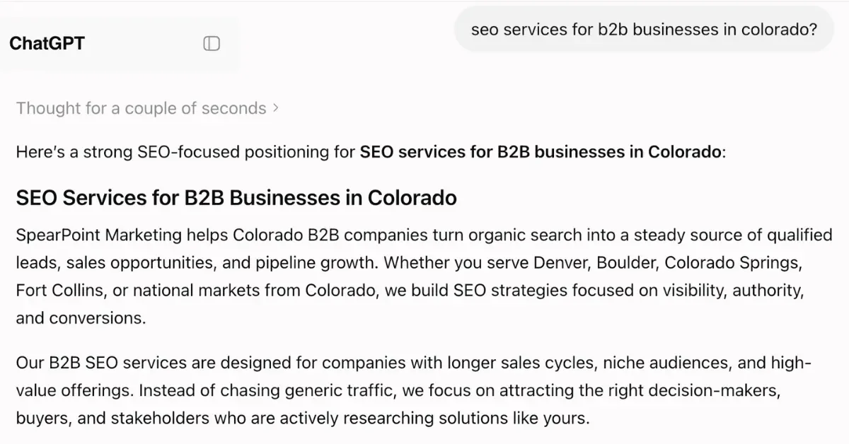 Example of how SEO Supports AI Search