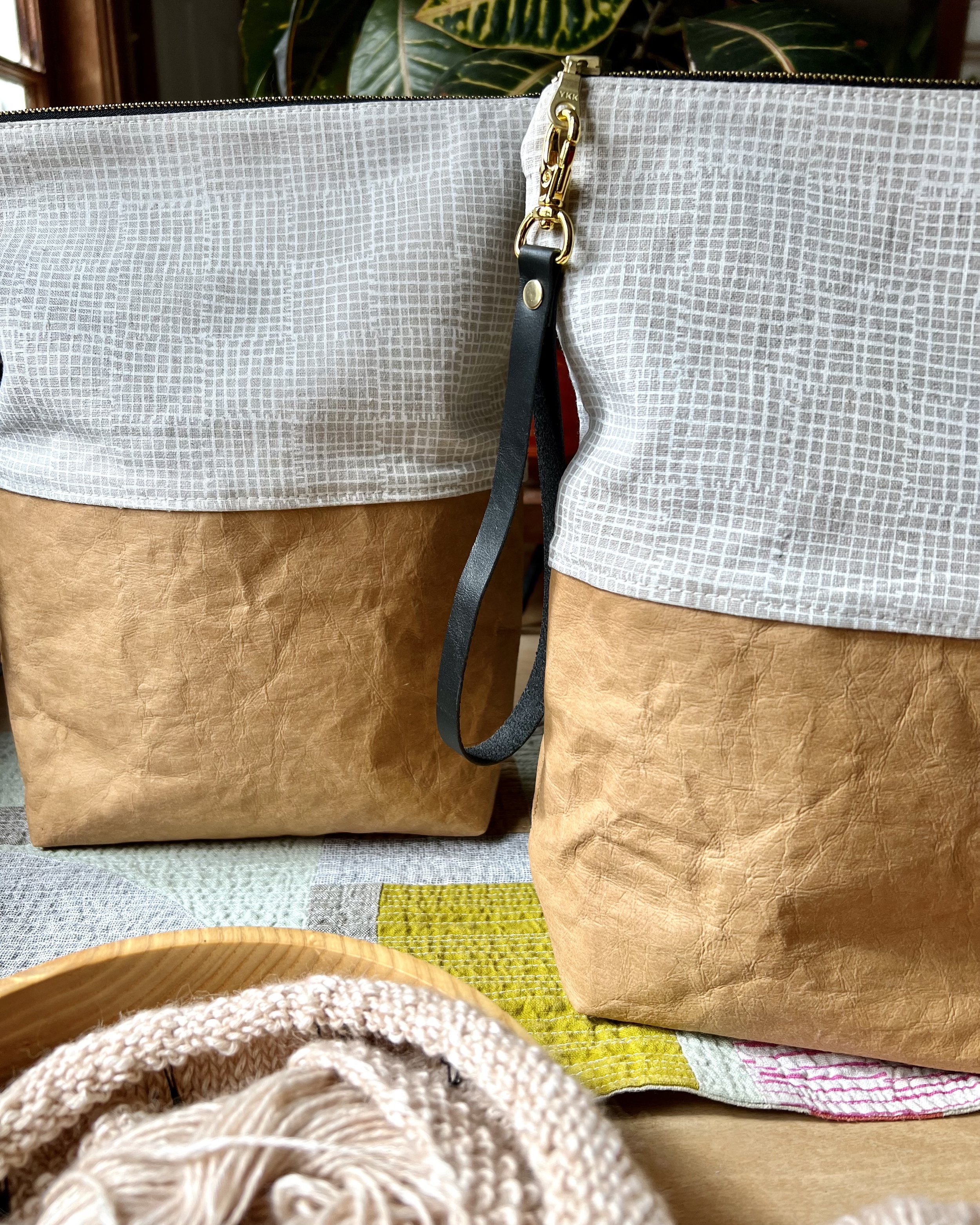 linen + kraft-tex project bag