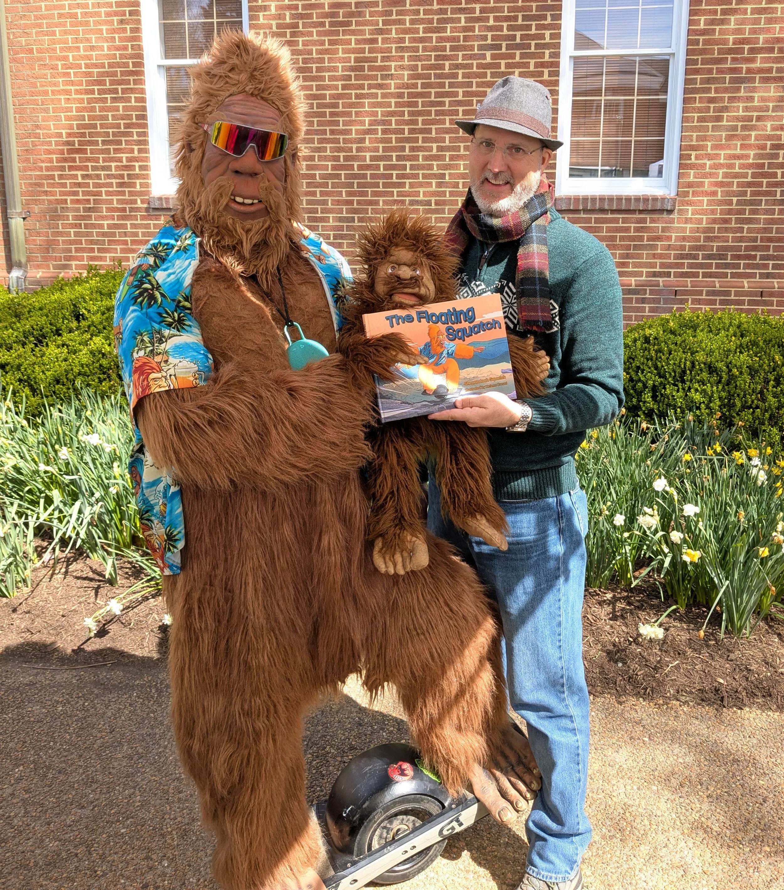 Shenandoah Squatch with The Floating Squatch book. Bigfoot. Sasquatch