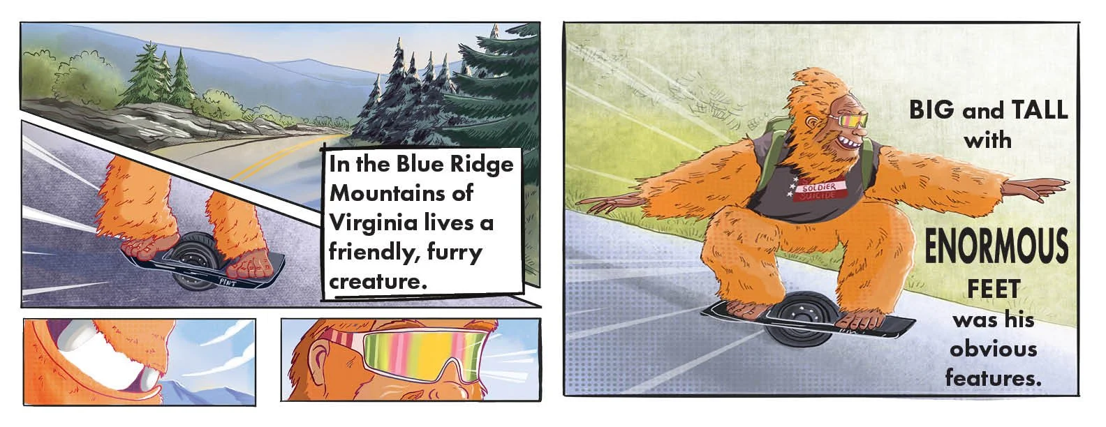Image of page layout from The Floating Squatch children's book.