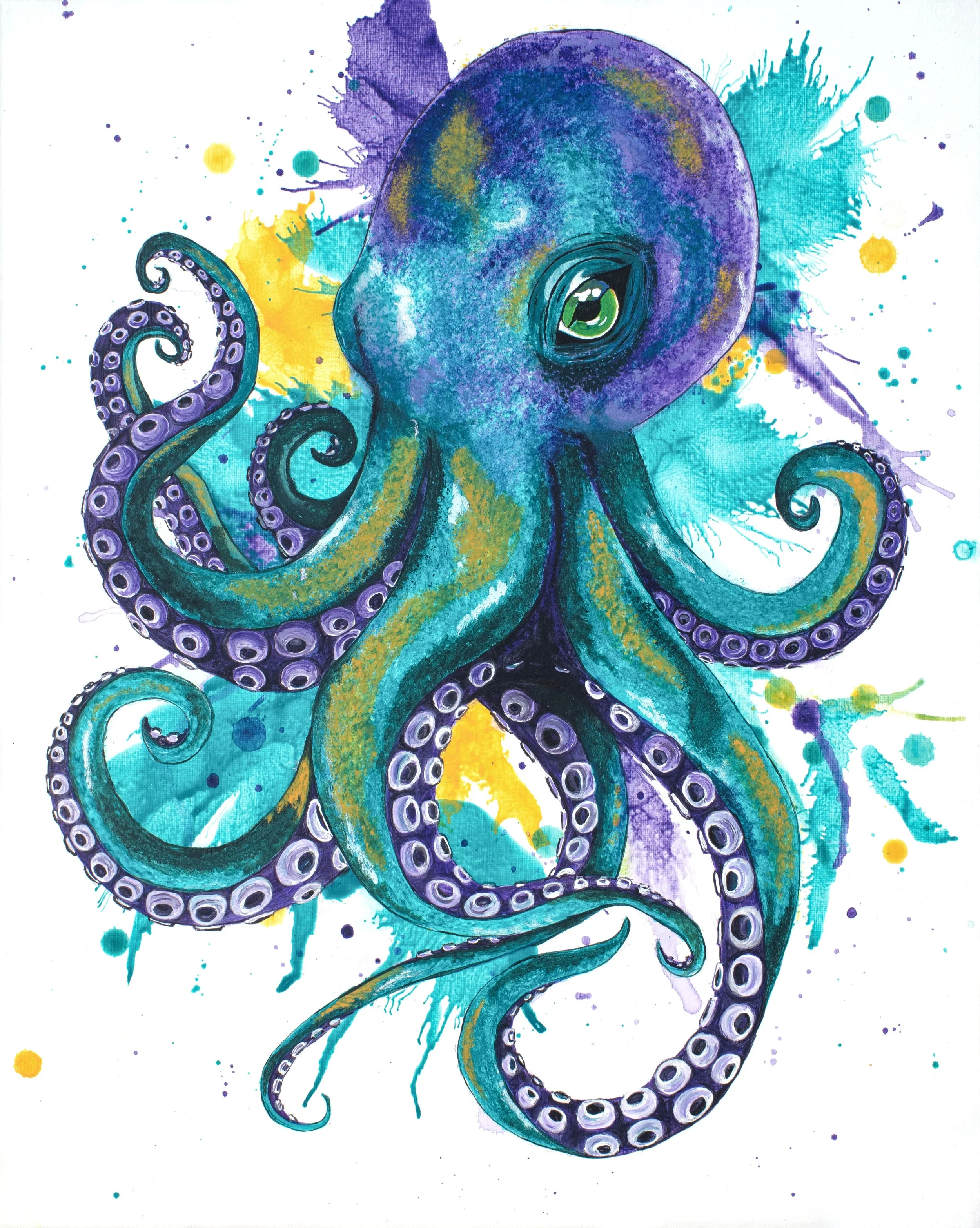 painting of a colorful octopus