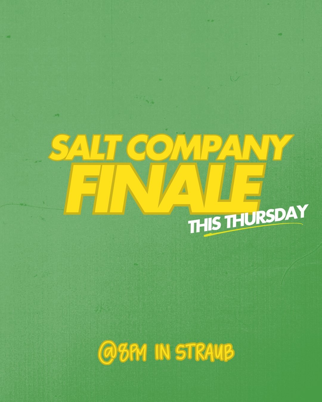 This Thursday is the Salt Co Finale which means it&rsquo;s a great night to be reminded of all that God has been doing in Eugene. 

Sign the year three poster. Share a memory for the video recap. Hear advice from seniors. And ultimately, be encourage