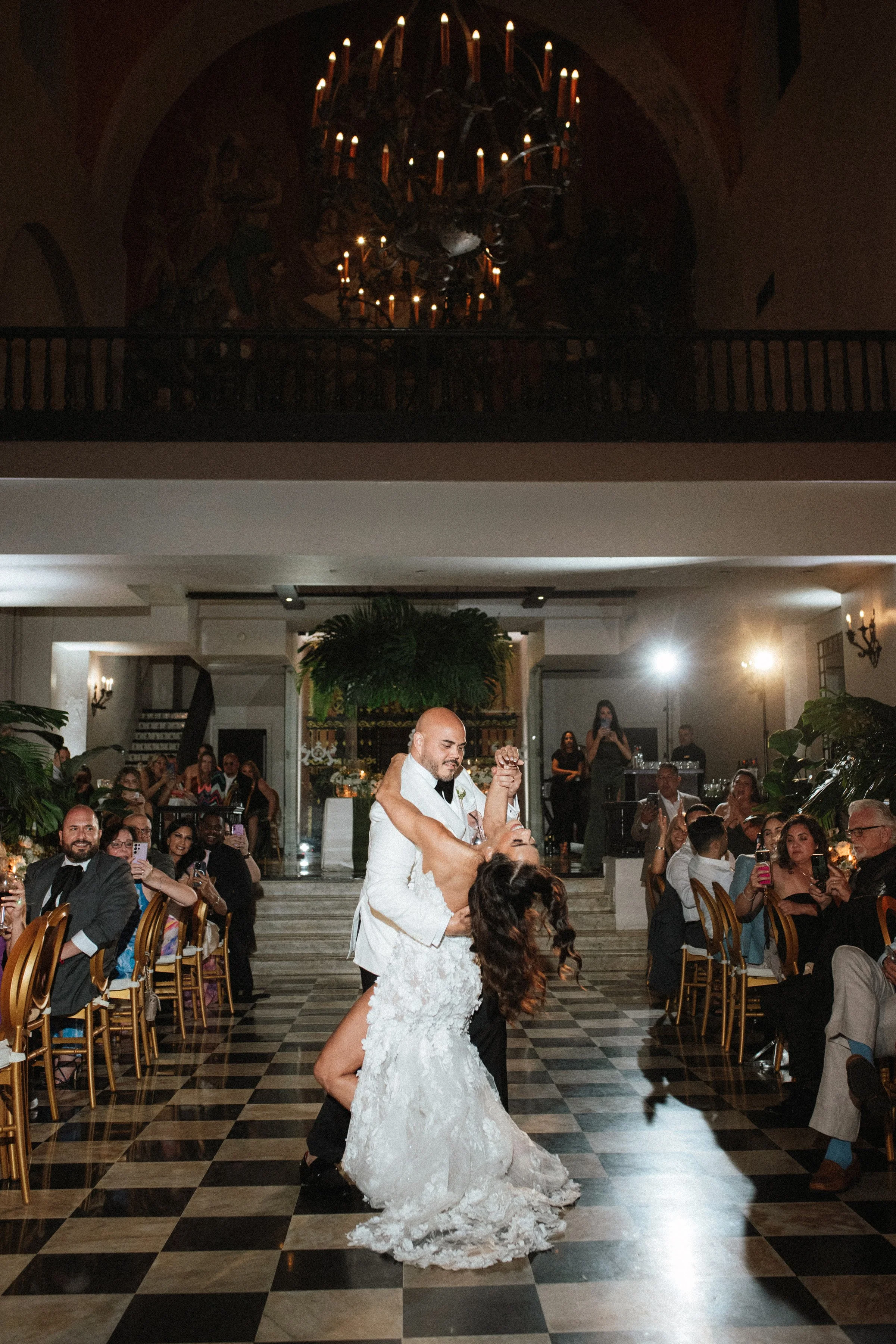 Destination san juan puerto rico photographer wedding Hotel El Convento wedding reception first dance bride groom