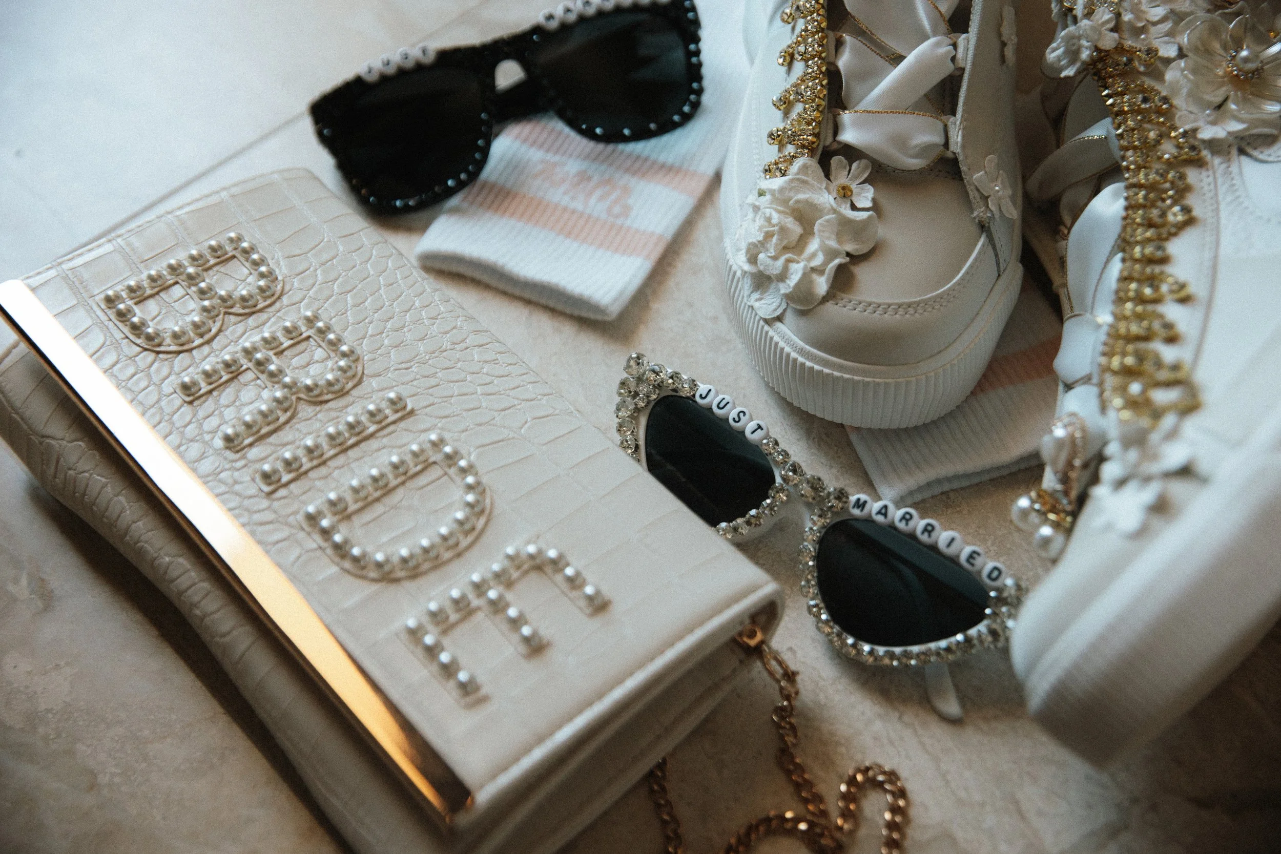 bride custom purse reception sneakers with bling