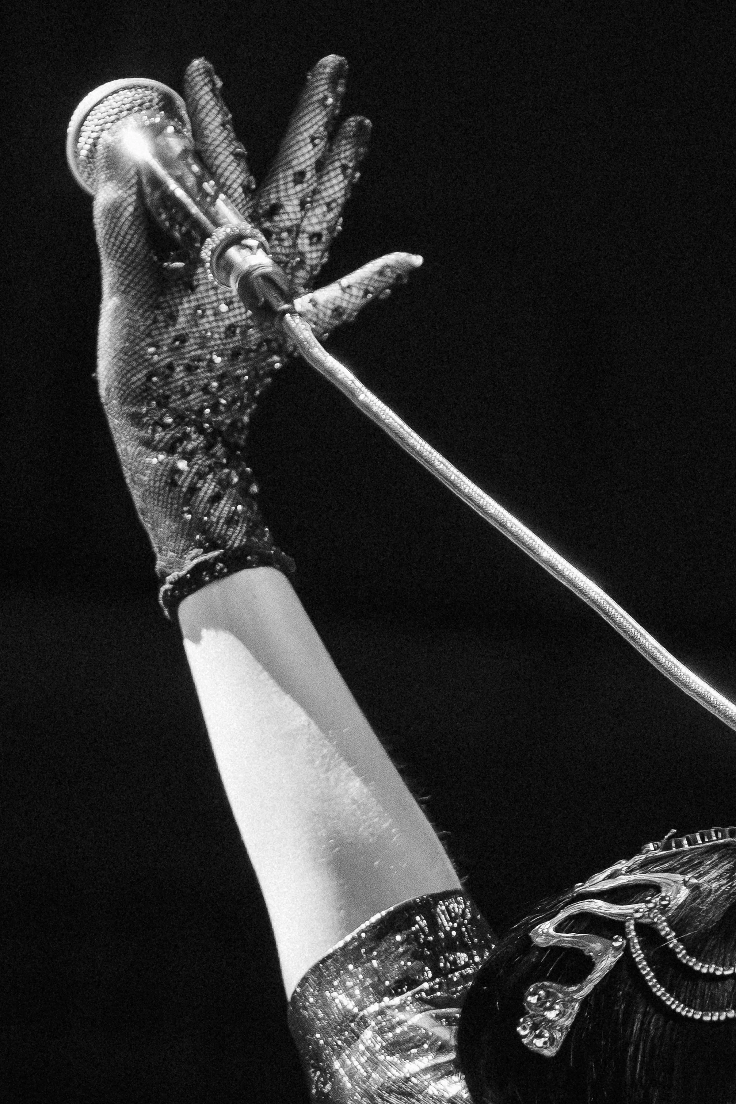 Detail shot of Karen O of the Yeah Yeah Yeahs glove costume performing at the Davies Symphony Hall in San Francisco CA — by Sacramento Concert Photographer Nicole Sepulveda