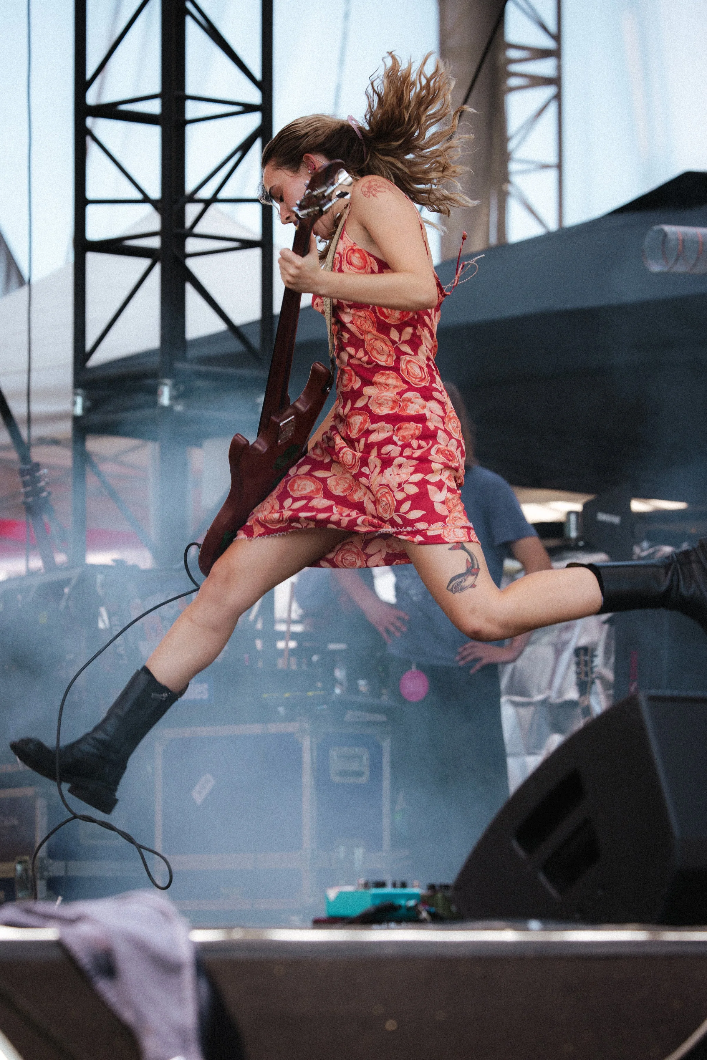 jumping shot of Die Spitz at Daisy Chain Fields music festival in Irvine California 2026