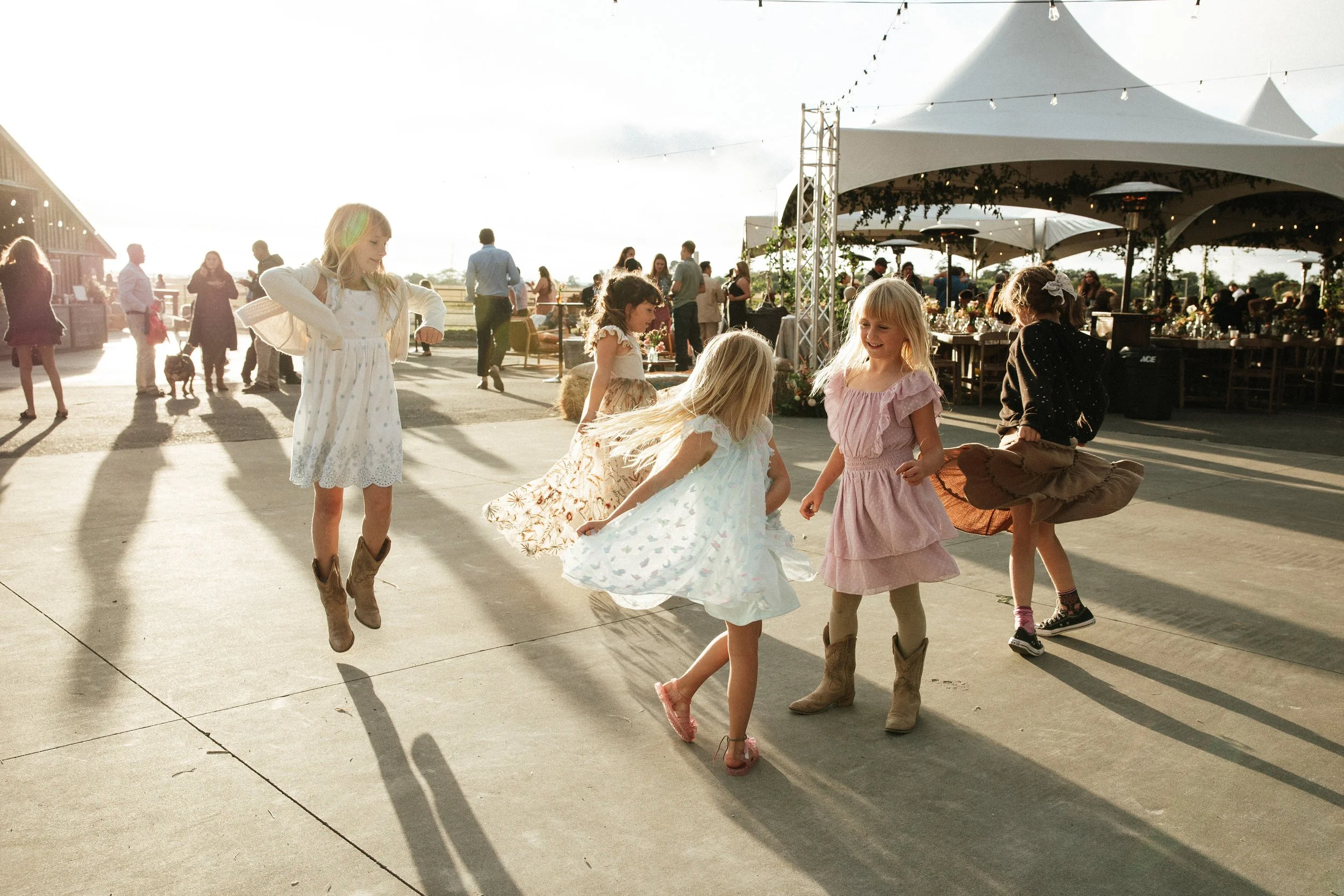 Candid photo journalism dancing reception wedding kids