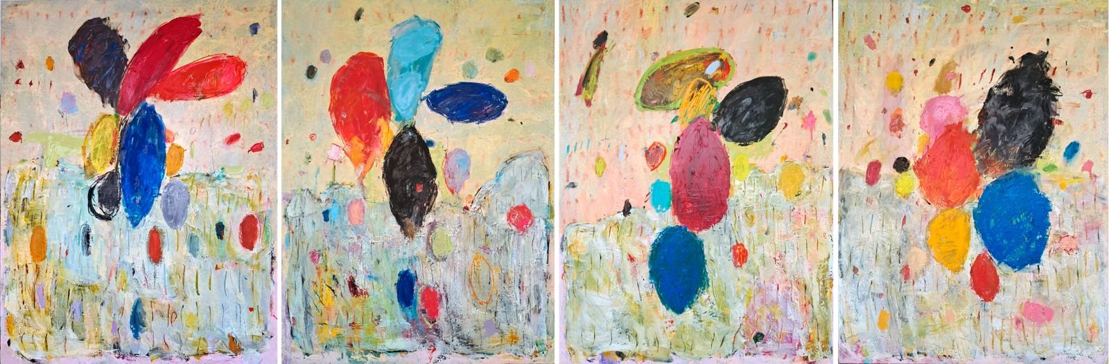 "ESTRUCTURAS VITALES" 
óleo/tela políptico 4x130x97 cm 
2026