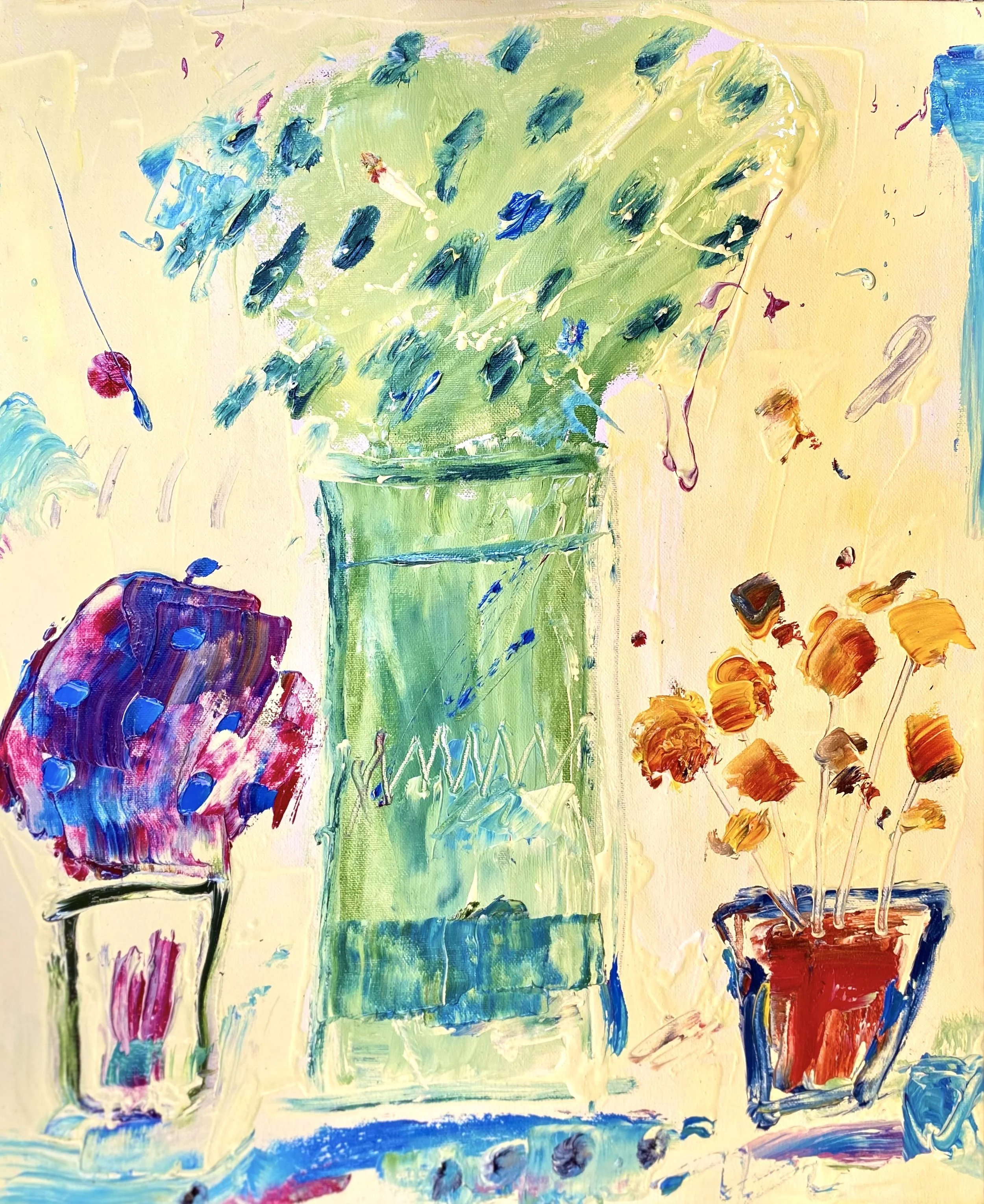 MACETA CON FLORES 2 
óleo/tela 46x38 cm 
2025