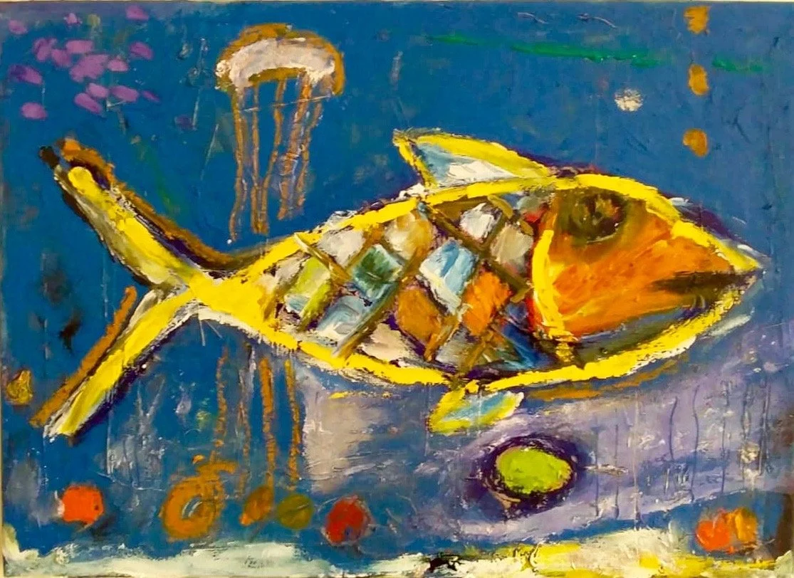 PEZ CON MEDUSA 
óleo/lino 36x46 cm
2019
no disponible