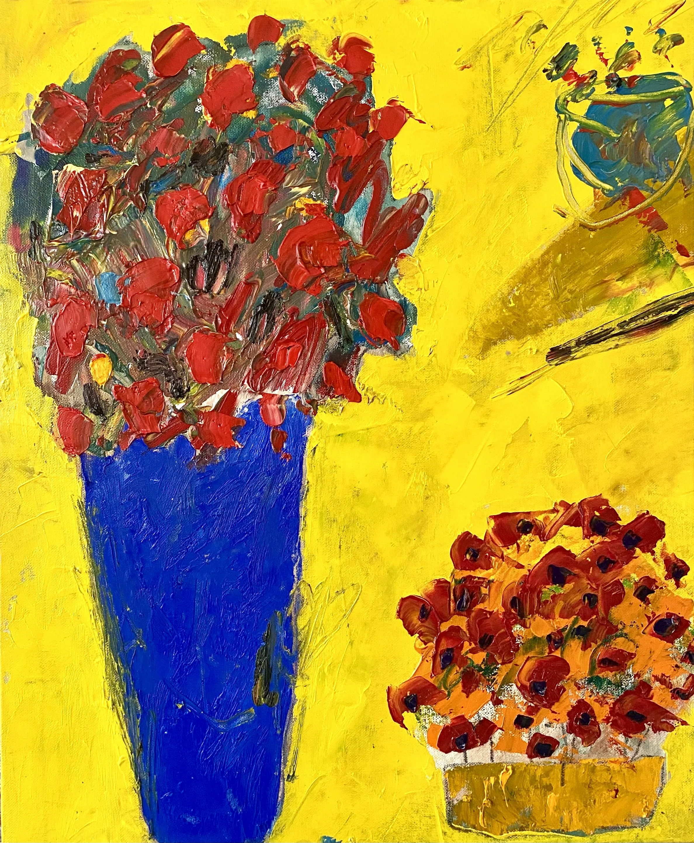 MACETA CON FLORES 9 
óleo/tela 46x38 cm 
2025