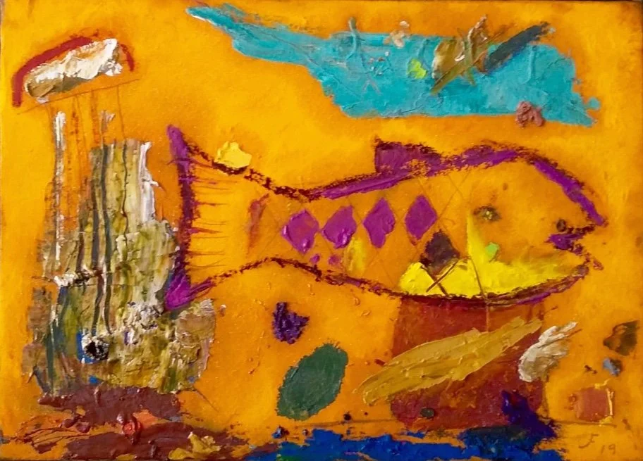 "PEZ EN AMARILLO"
 óleo/lino 36x46 cm
2019 no disponible