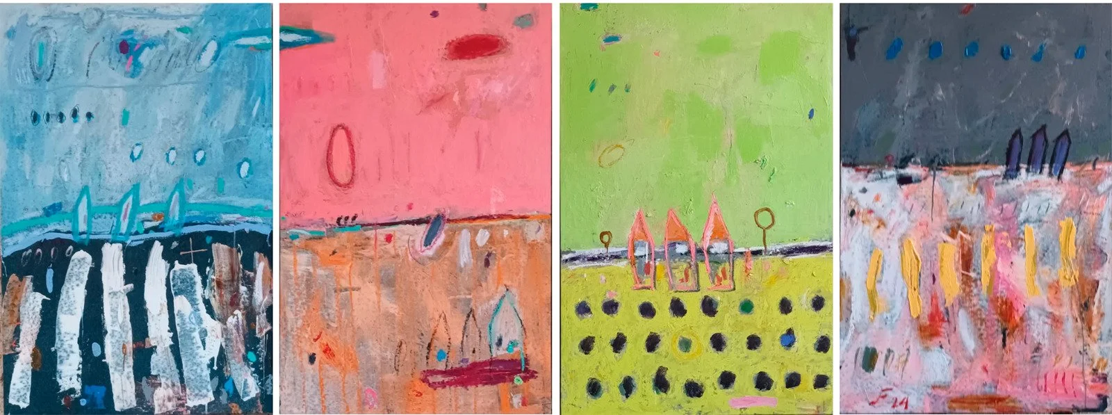 BECOME DAYLIGHT 
óleo/tela políptico 4x93x60 cm 
2024 
no disponible