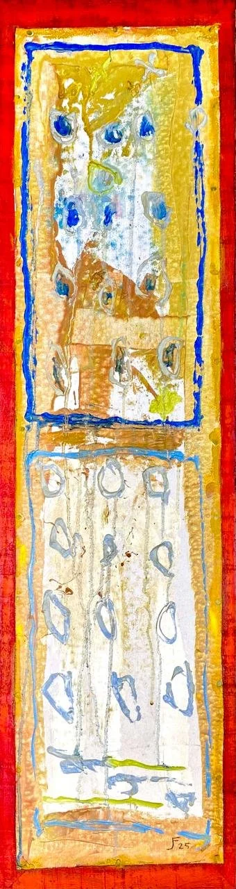 CRITERIOS 6 
óleo/retazo 89X24 cm
 2025