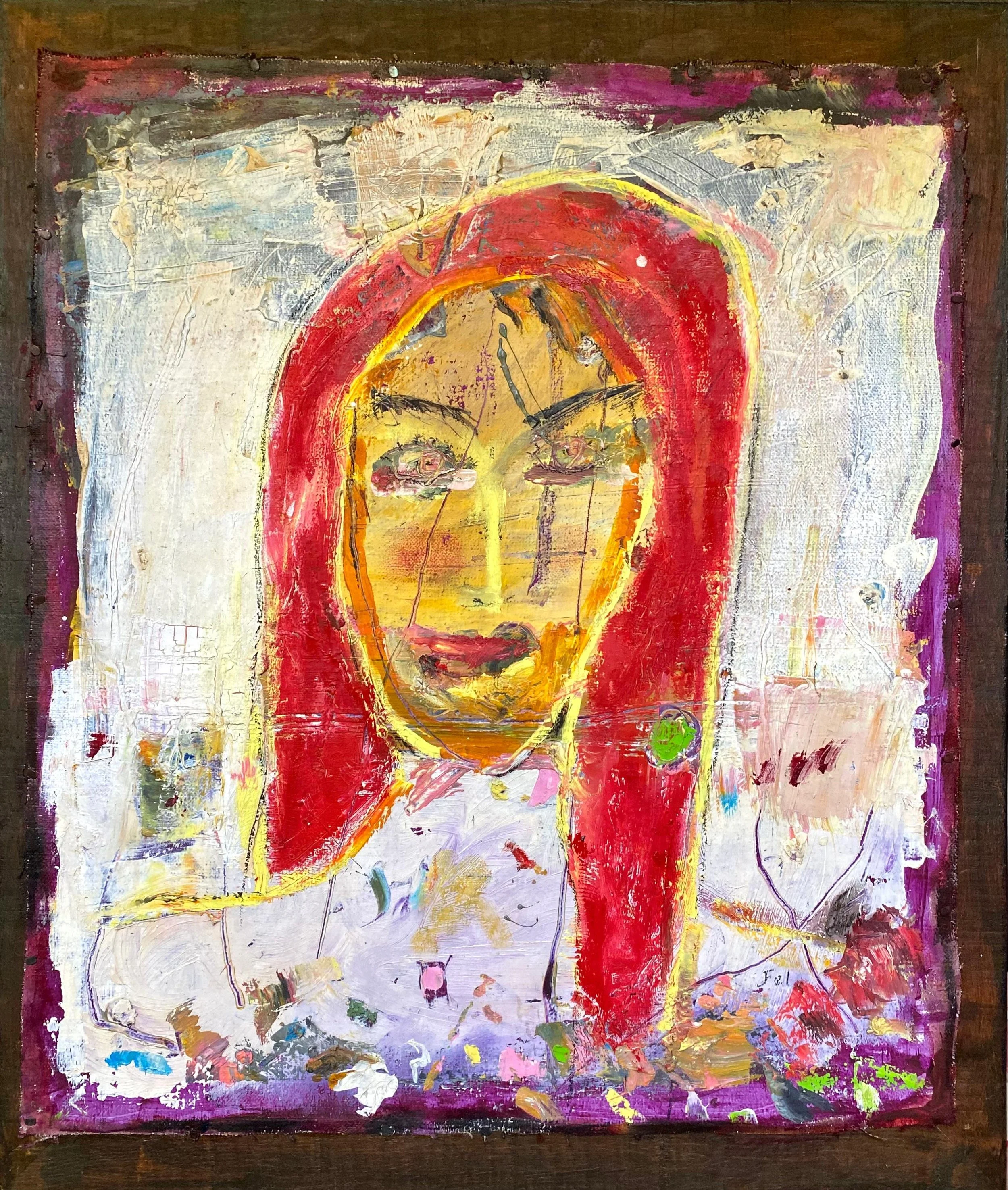 ELLA ES ELIA 
óleo/retazo 58X49 cm 
2025