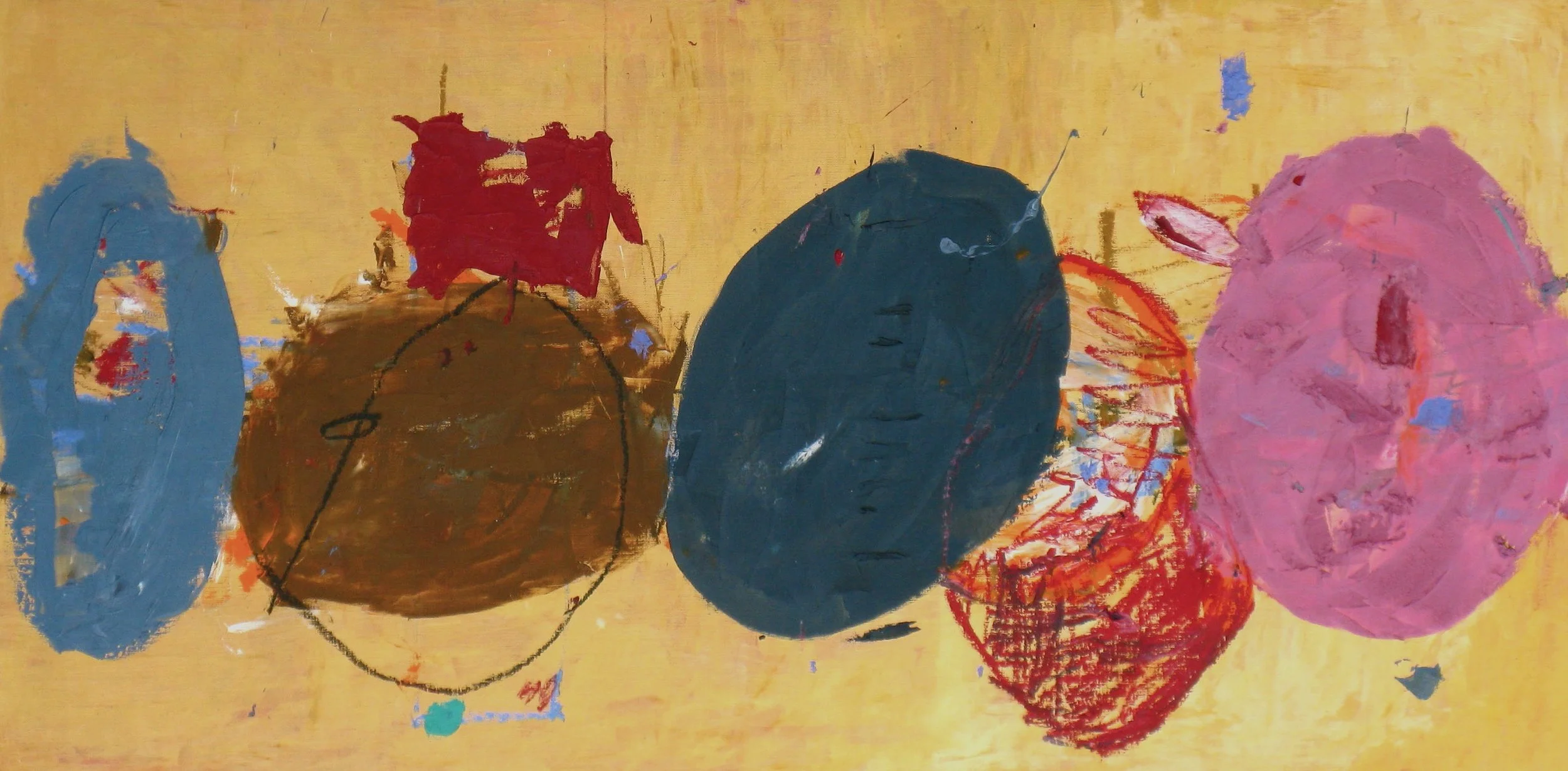 " ENSAYO DE LA ALEGRÍA" 
óleo/lino 97X195 cm 
2014 no disponible