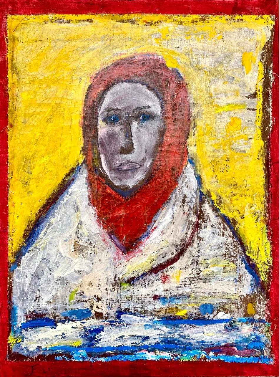 ELLA ES RITA 
óleo/retazo 71X53 cm 
2025