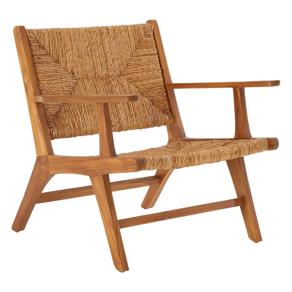 Teak and Rattan Lounge Chair