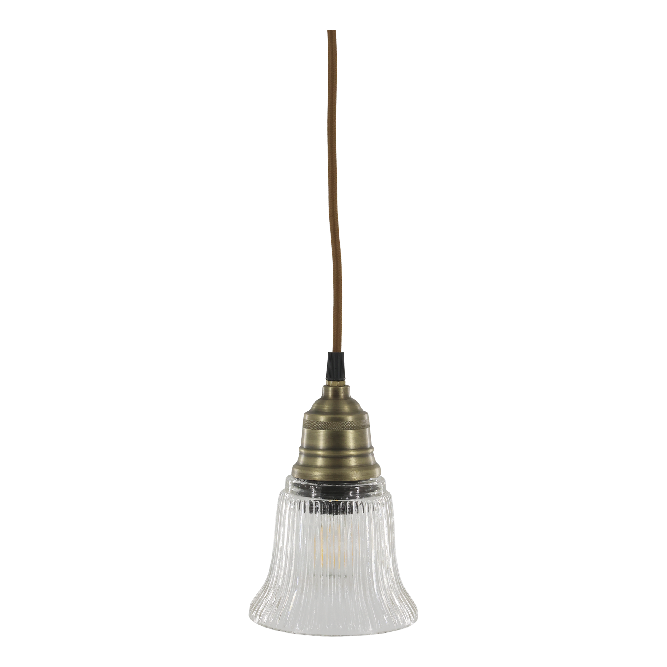 Vintage Ribbed Glass Pendant Light