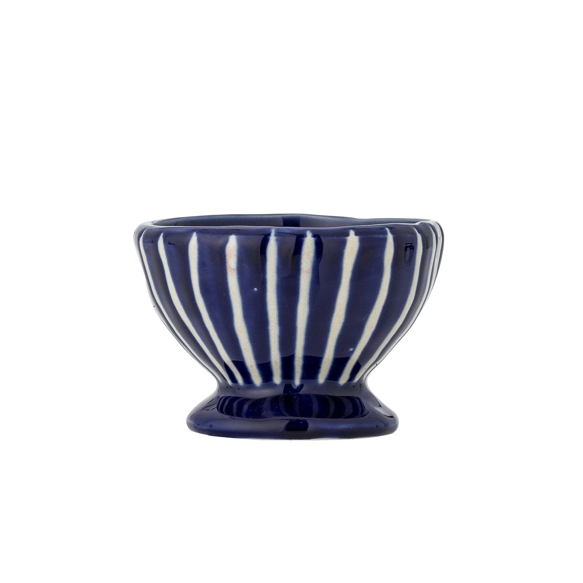 Artisanal Navy Striped Ceramic Bowl