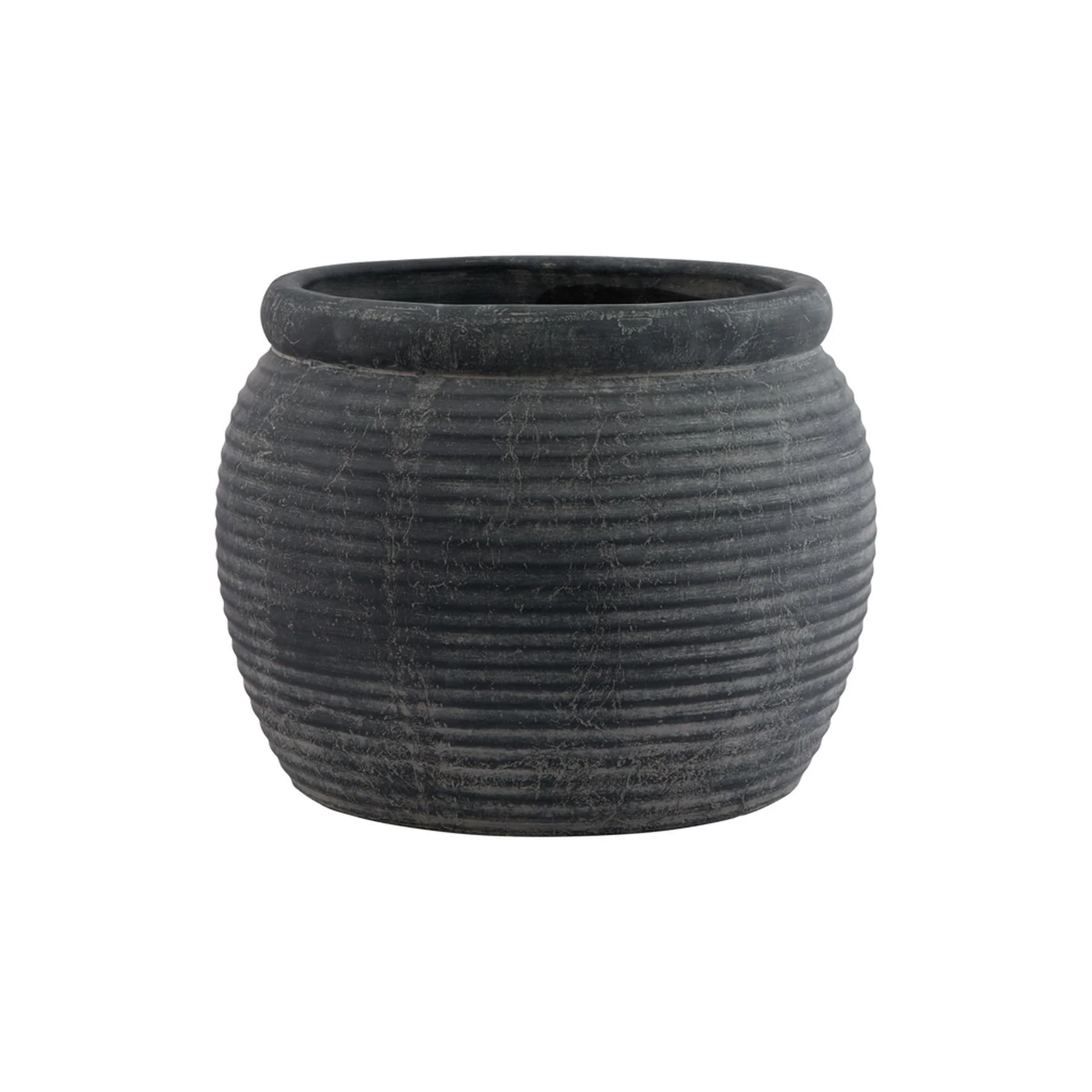 Grey Rimmed Plant Pot