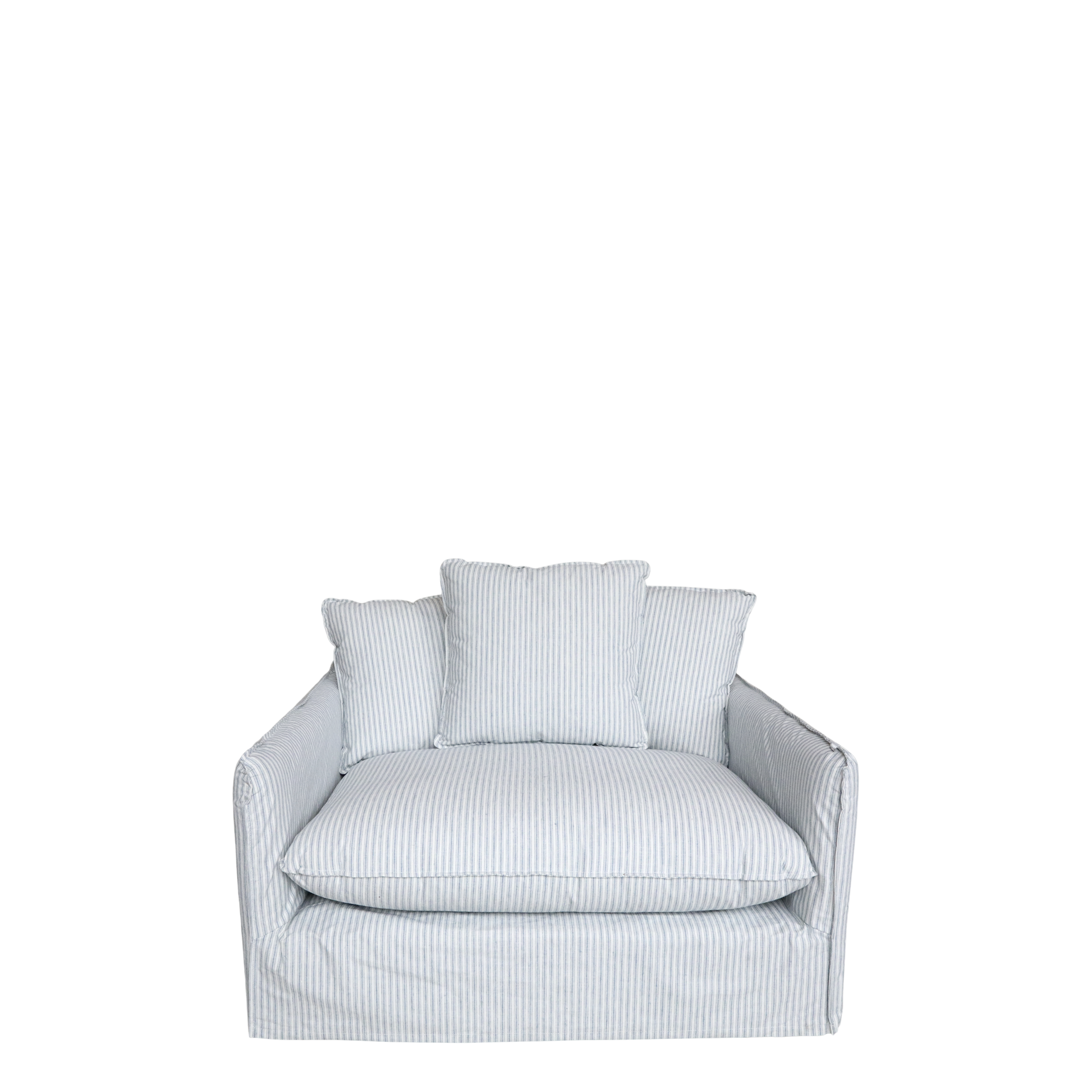 Blue & Cream Striped Loveseat