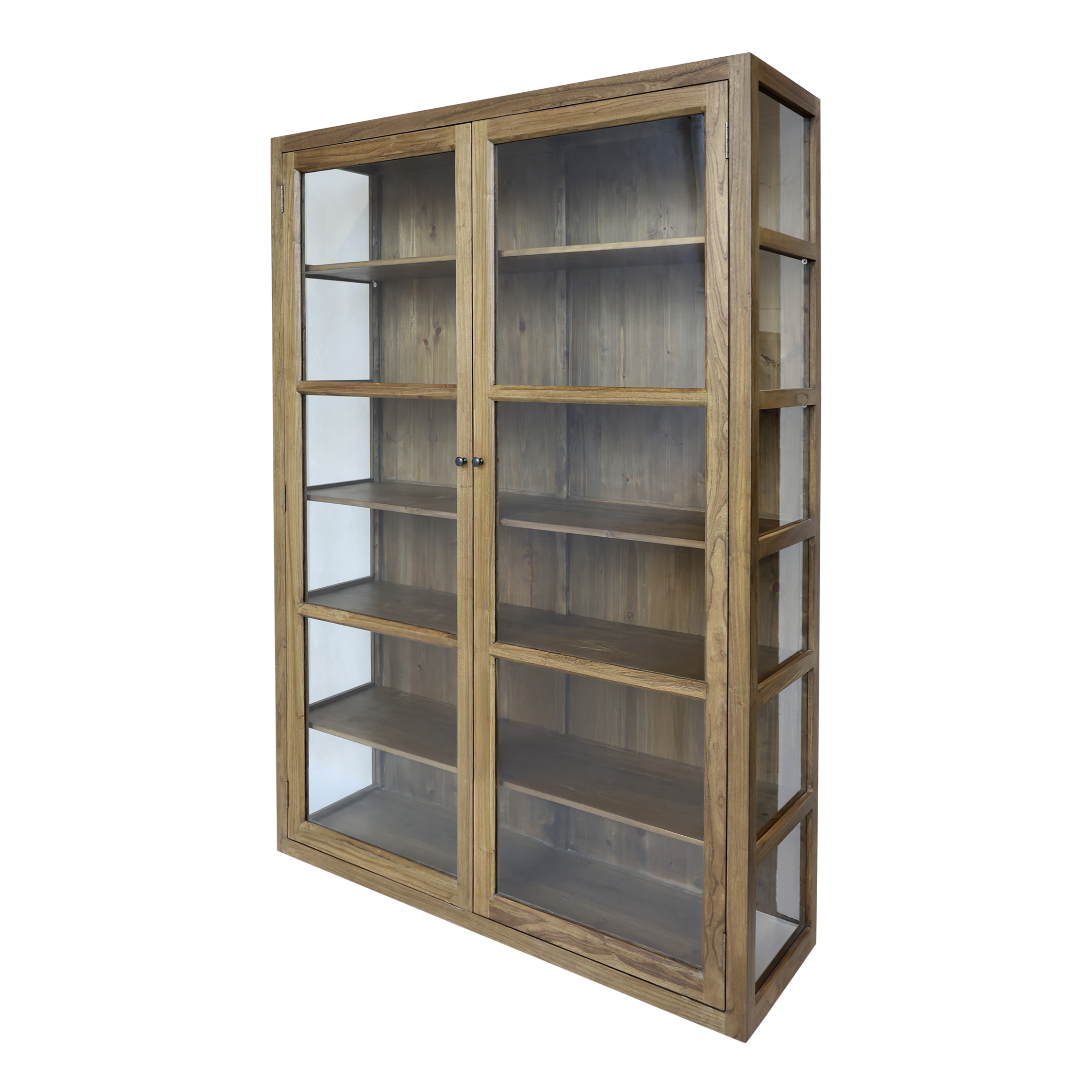 Elm Wood Glass Display Cabinet