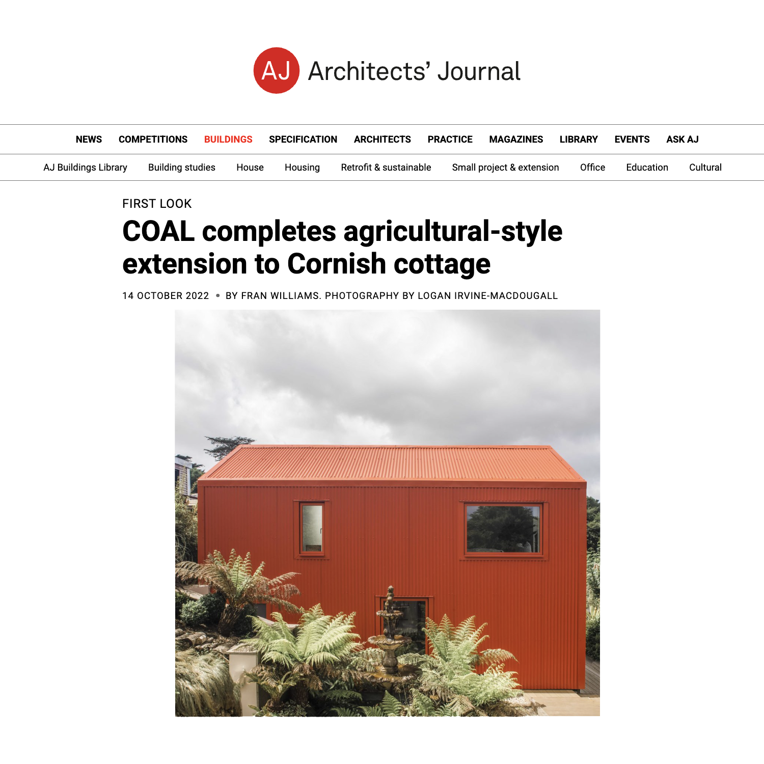 COAL Featured In The Architects’ Journal
