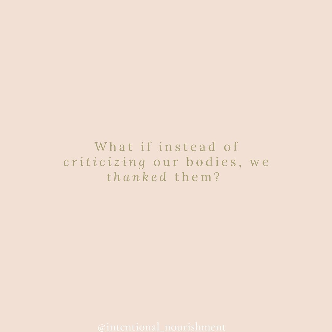 One of the most powerful mindset shifts my clients make (and you can too):

Going from criticizing your body on a daily basis, to thanking it

Because when you live from a place of self love, you start taking care of yourself in ways you never though