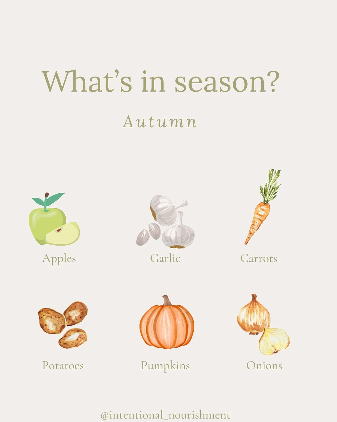One simple thing you can do to improve your health this fall ⬇️

Eat more seasonal foods!

Here&rsquo;s why: 

🥕Get more from your food: did you know that seasonal produce tends to be higher in nutrients and richer in flavors? Win-win! 
💵 Save mone