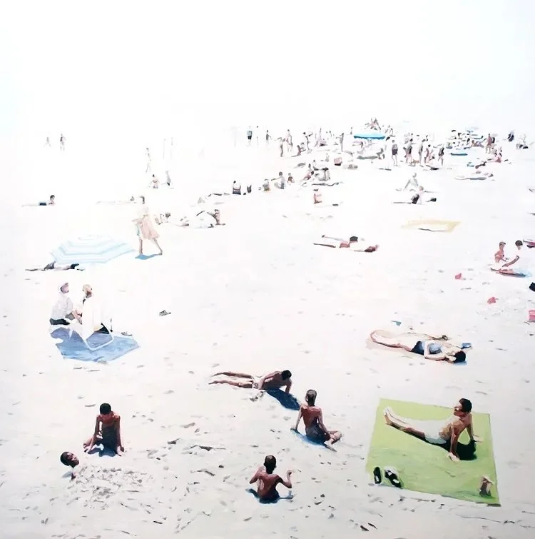 Lisa Golightly @lisagolightlyart is a Portland, Oregon based painter whose high gloss acrylics feel like a snapshots of anonymous memories. Her original media was photography, inspiring the close cropping and fleeting portrayals of everyday scenes. I