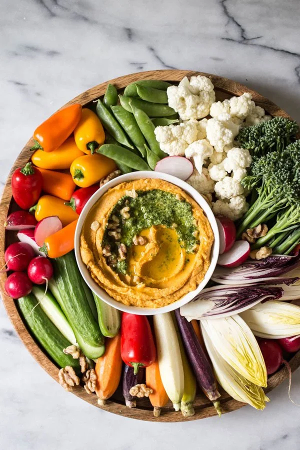 Farmer's Market Crudité Platter with Sweet Potato Hummus (serves 10-12) - $120