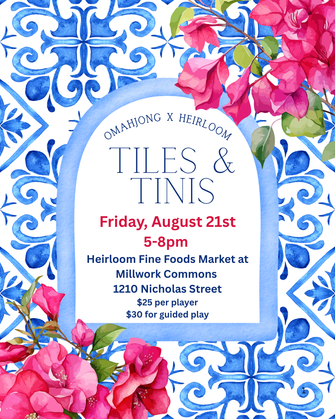 Tiles and Tinis Mahjong with Omahjong - Friday, August 21st *at Millwork Commons*