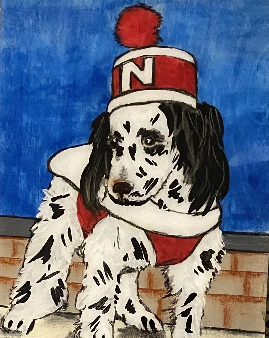 Joey The Marching Dog, acrylic on wood in resin, $60