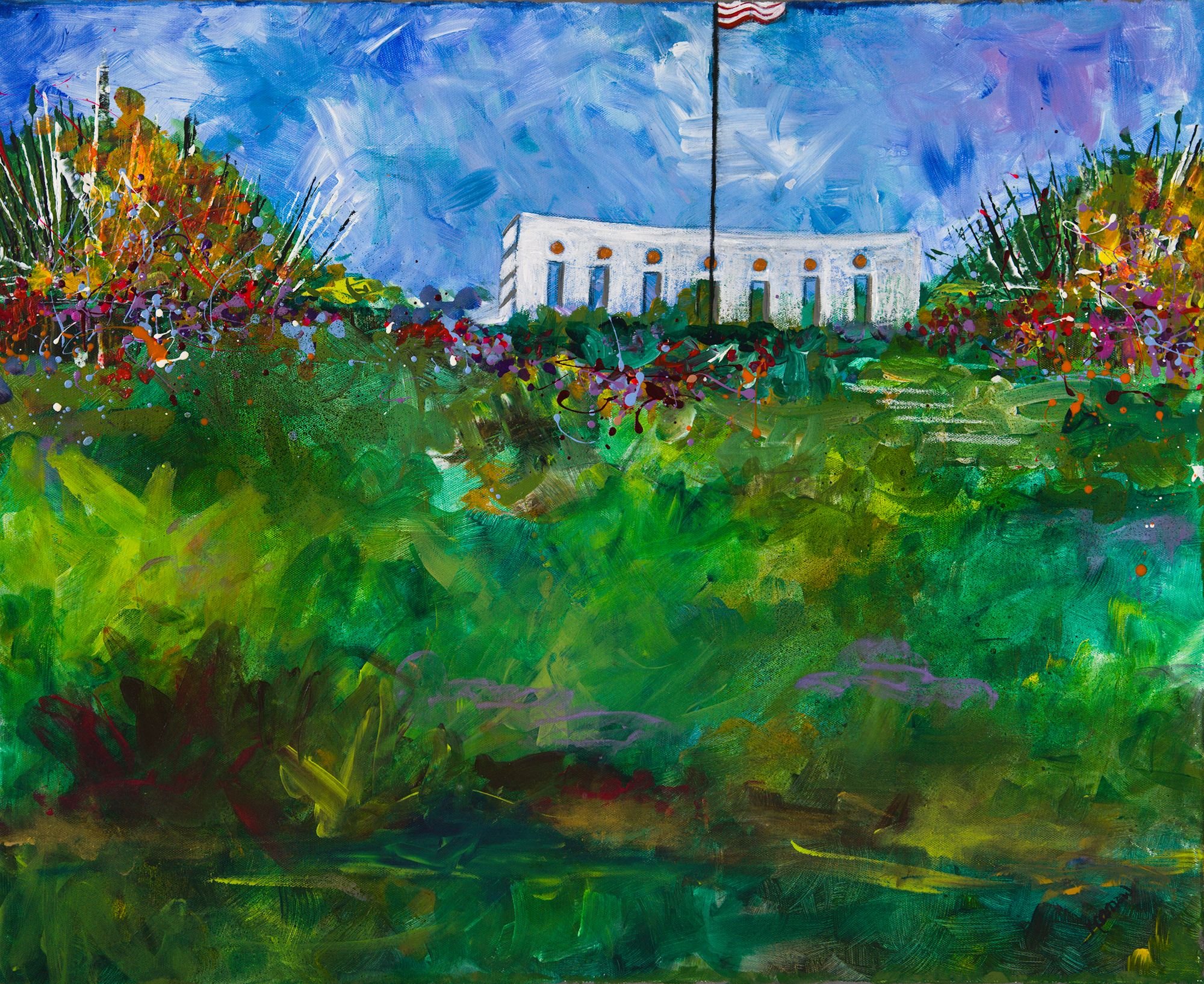 Omaha in the Summertime; Memorial Park, mixed media,   24"x28", $375