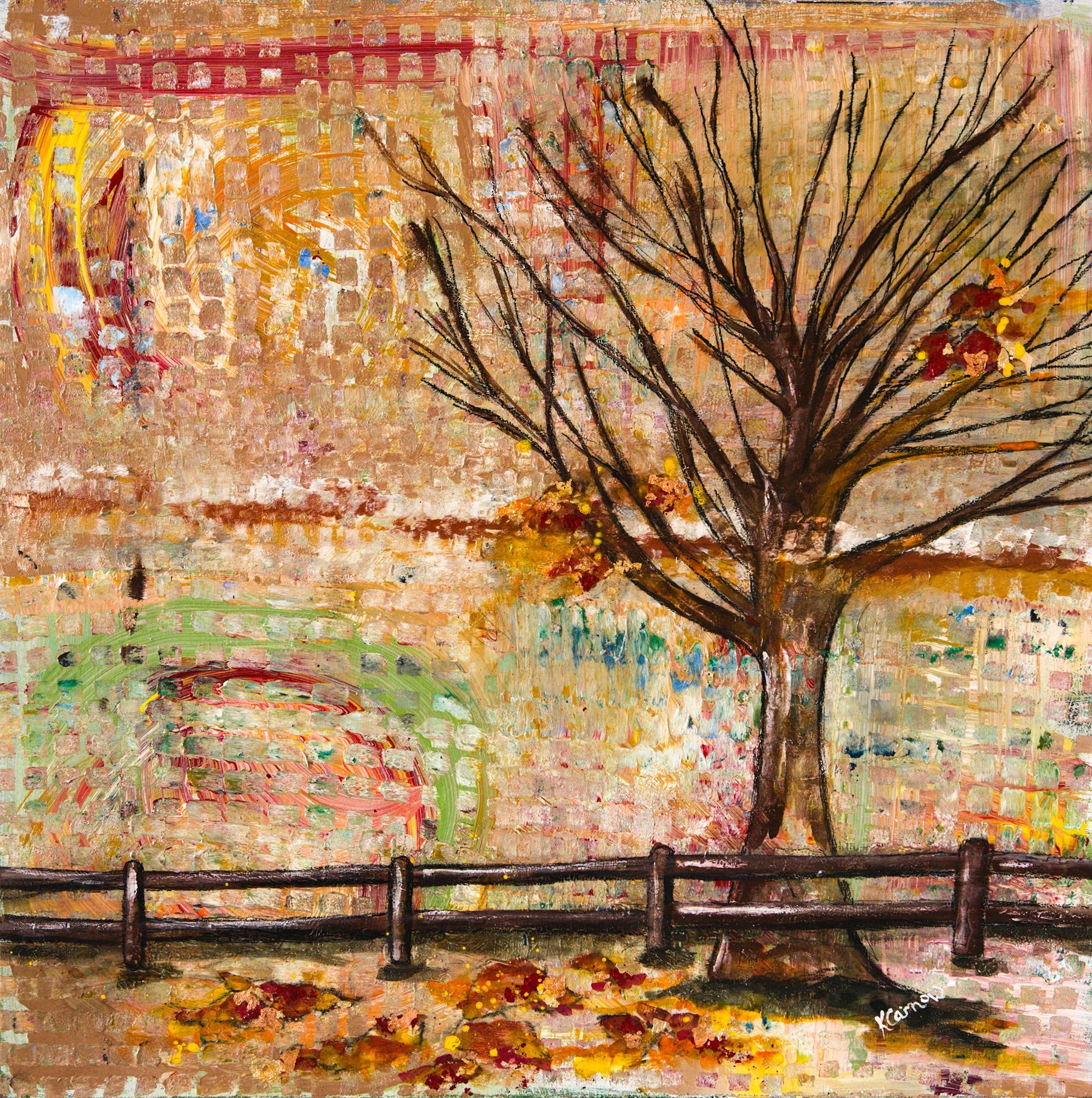 Autumn in Omaha, mixed media, 20" x 20", $325