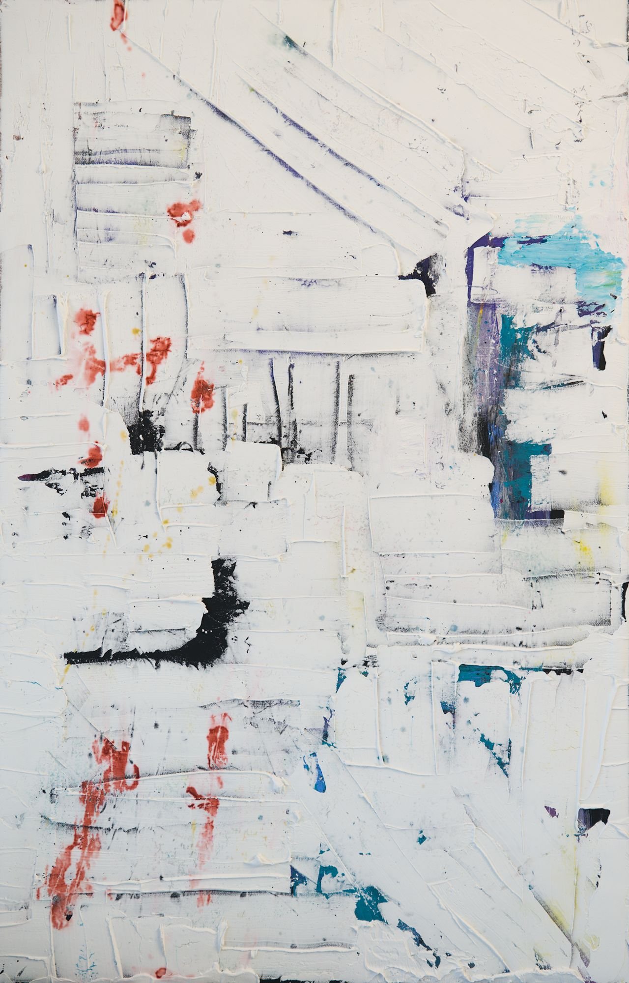 Composition in white, spackle and water color on canvas 24" x 36", $ 525