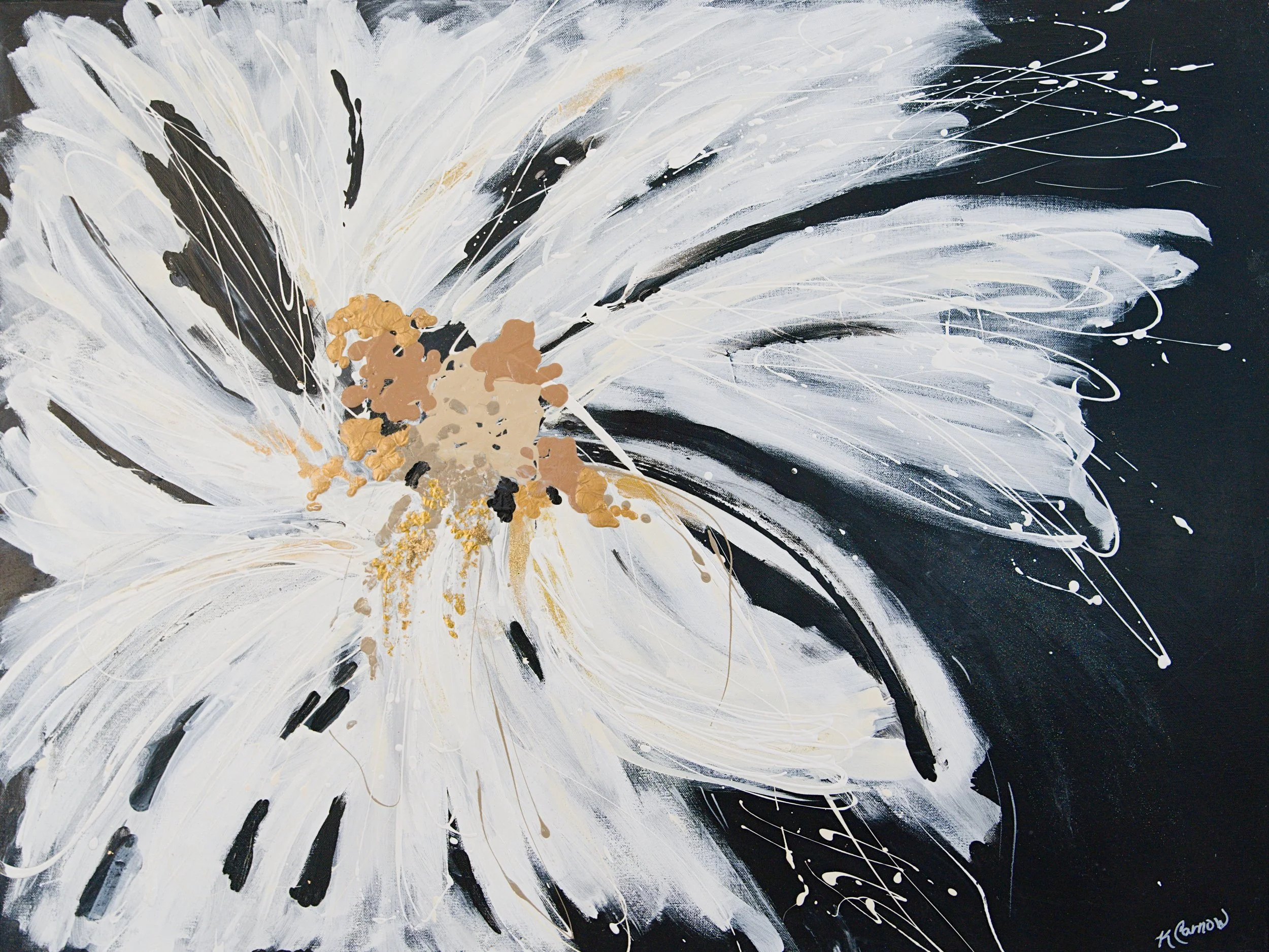 Flower at night, mixed media, 30"x40", $575
