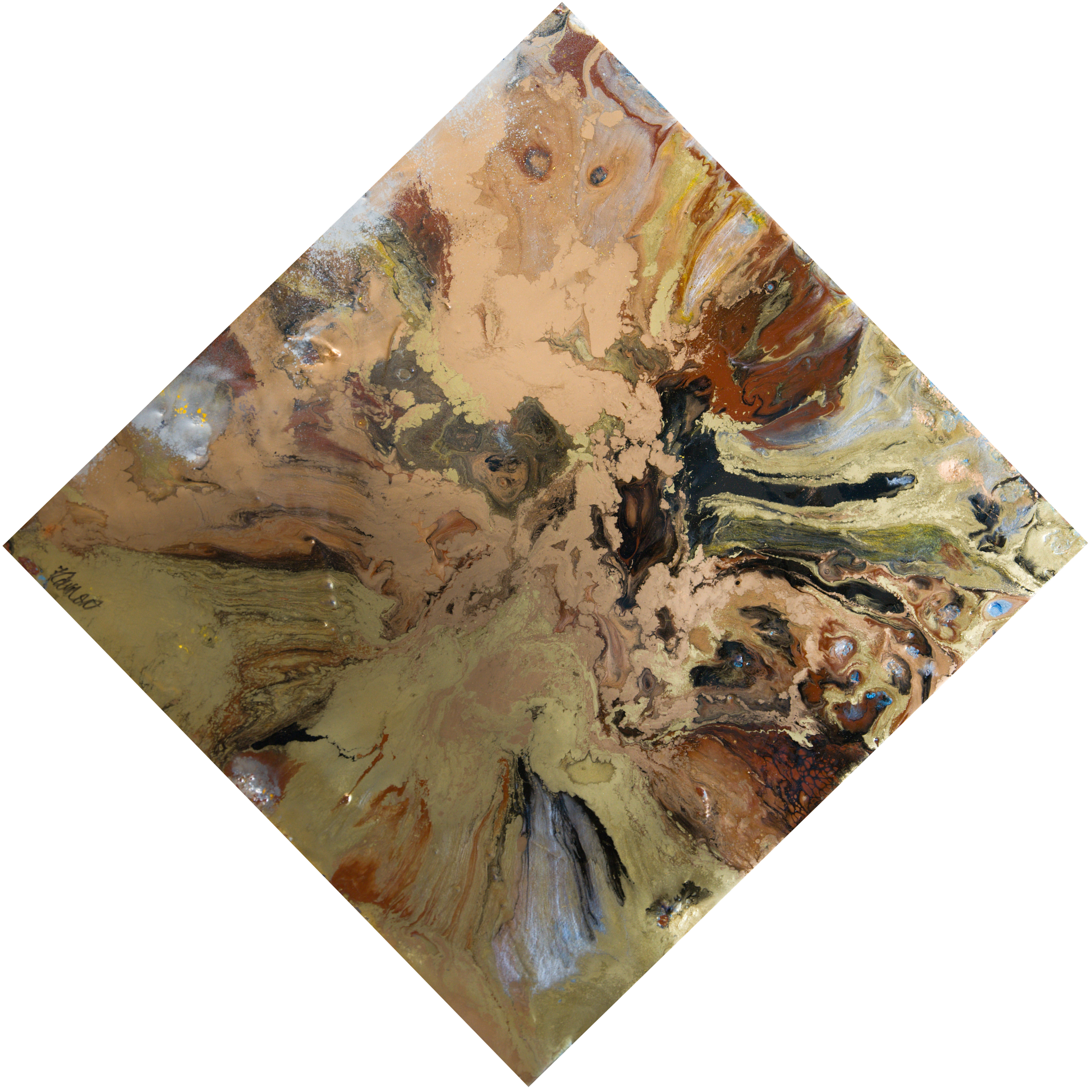 In the Vortex, metallic painted resin on canvas, 20" x 20", $ 225