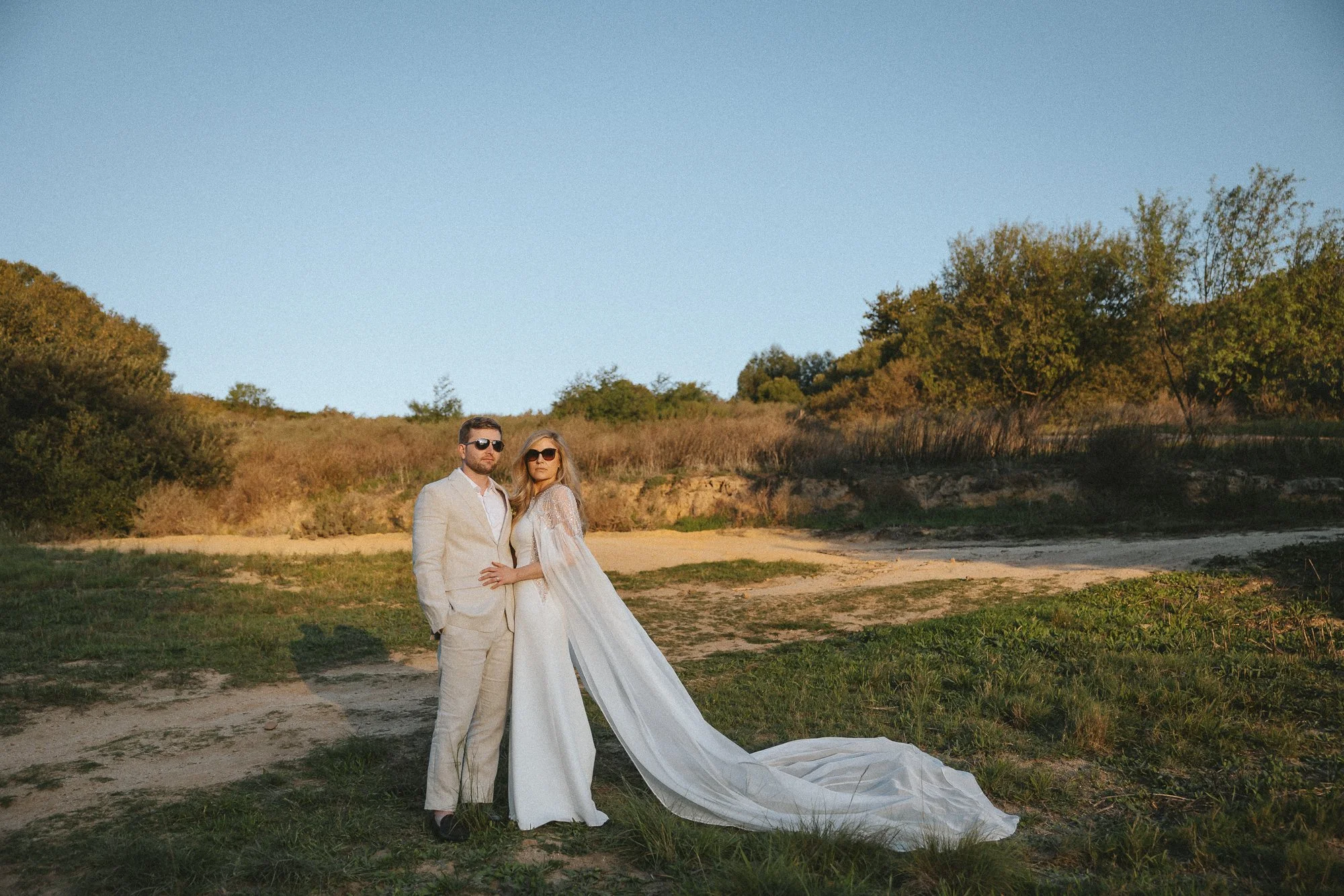 Elegant bride and groom portrait at Langkloof Roses near Wellington