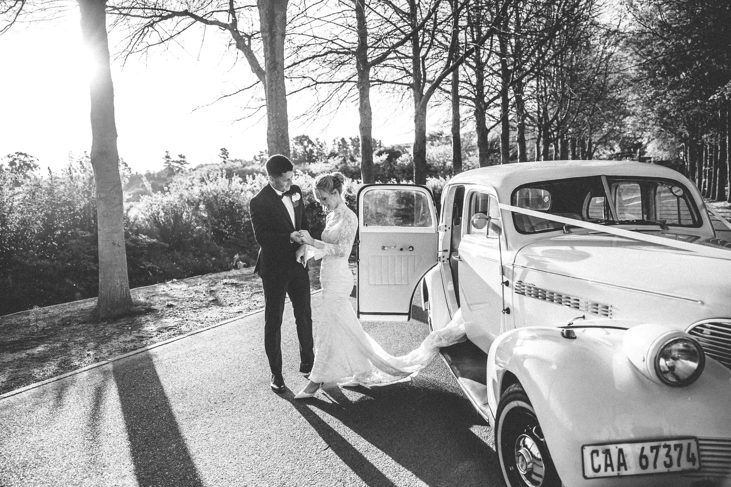 Black and white wedding photograph