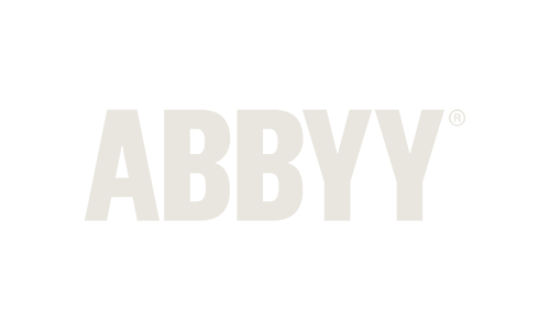 White text on background reading 'ABBYY' with a registered trademark symbol.