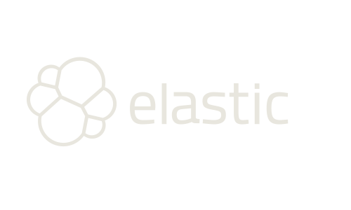 Logo with the word 'elastic' and a graphic of interconnected circles on a background.