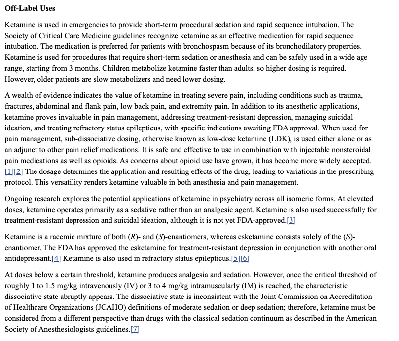Ketamine (Rosenbaum, Gupta, et al, 2024)