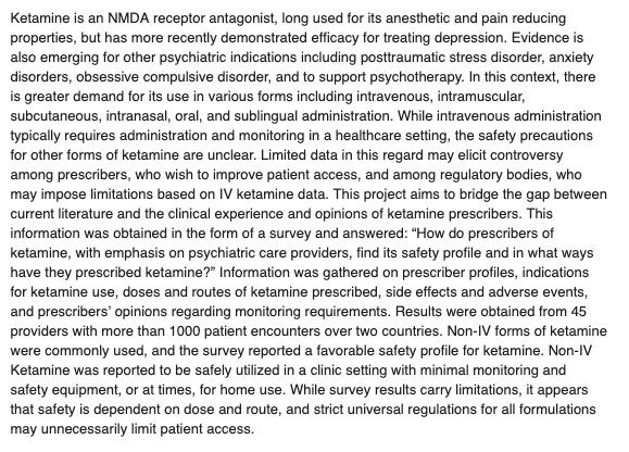 “Ketamina para la salud mental - Un inventario naturalista de prácticas de prescripción, seguridad y efectos adversos” (Stuart, et al, 2025)