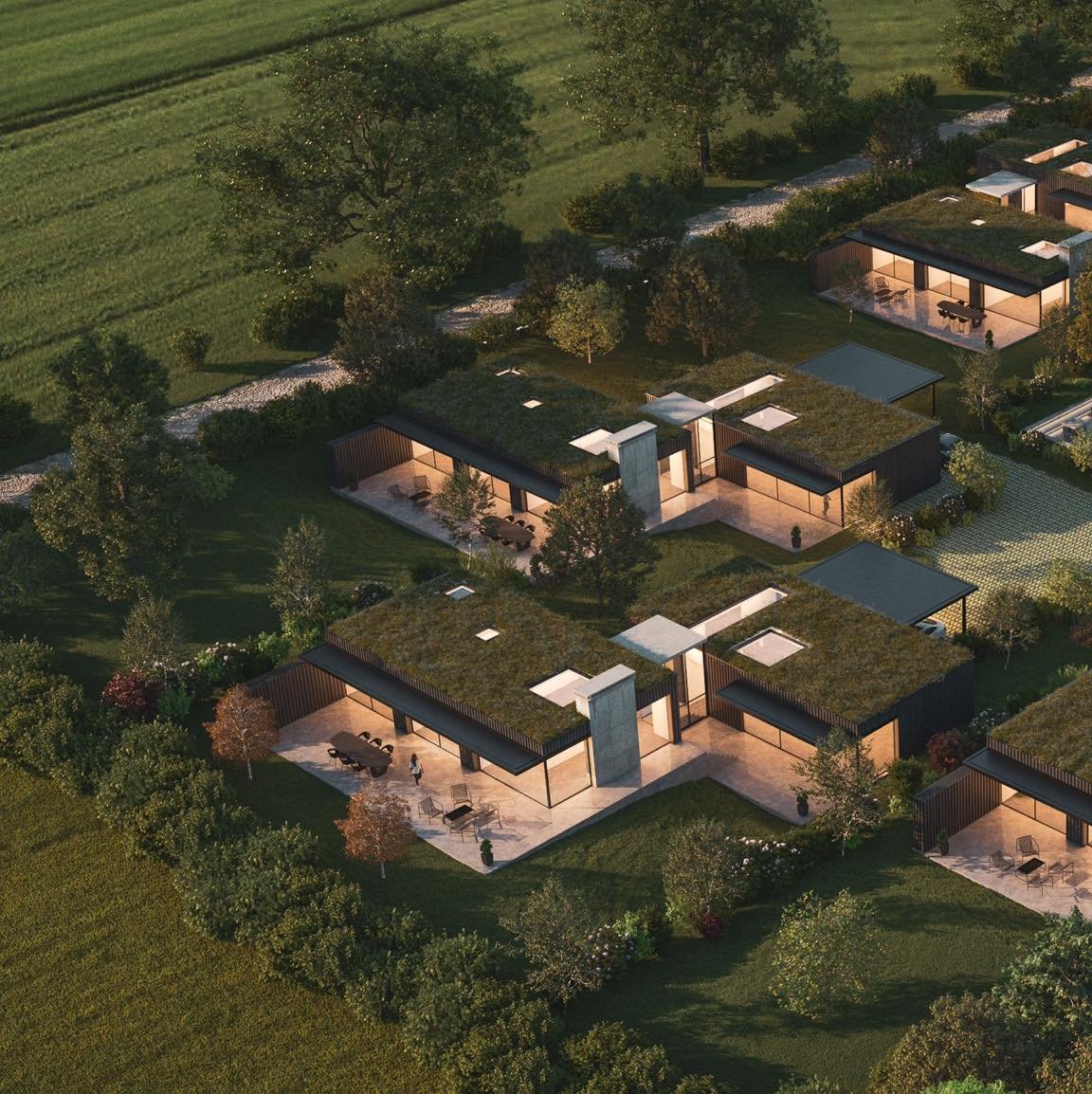 Aerial visualisations, like this one, offer a complete and comprehensive view of your proposal, showing the full extent of the development. 

This perspective can be invaluable for planning applications as it shows the relationship between your propo
