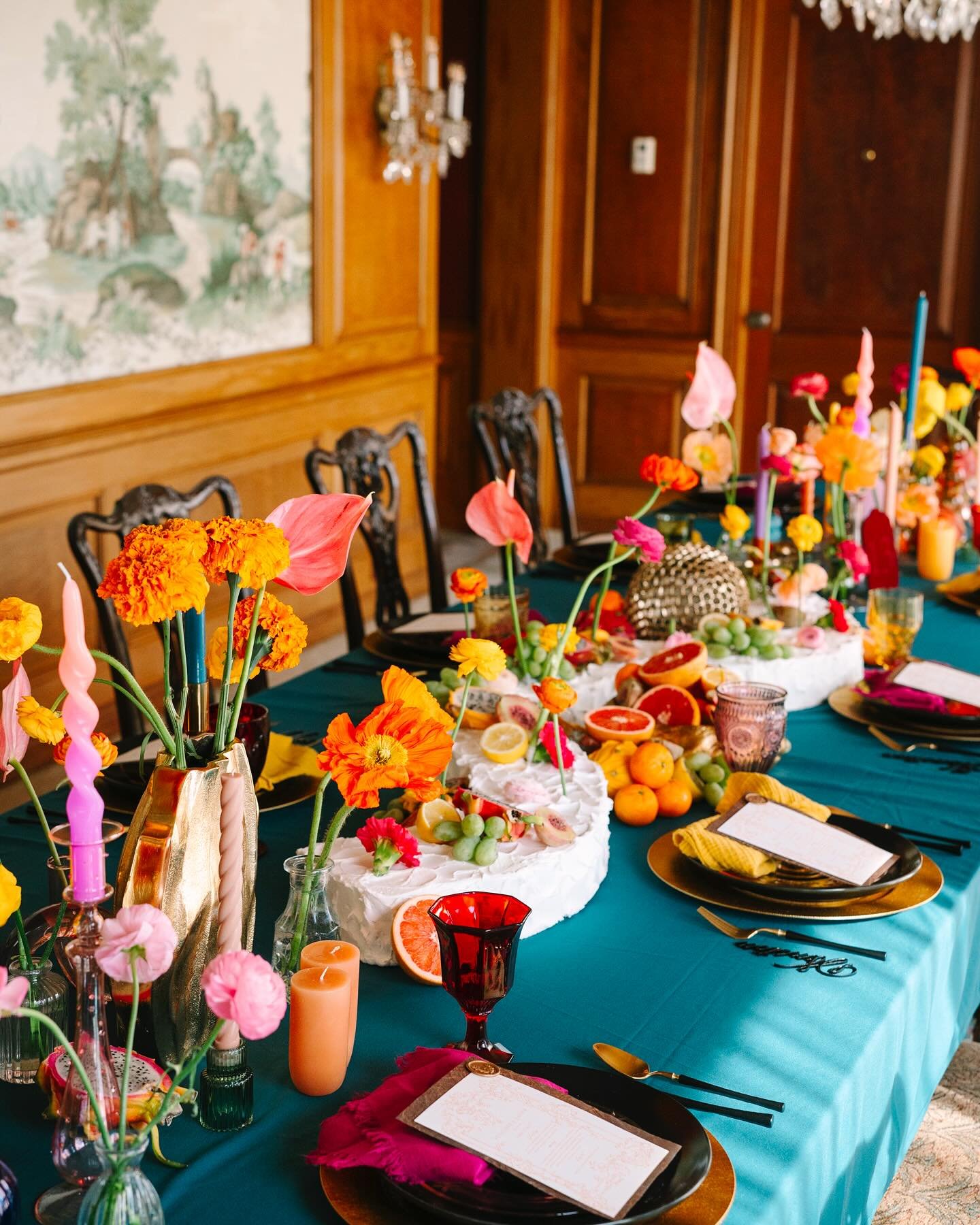 Colorful Maximalism

Yesterday we had an amazing time getting together to create an explosion of color at one of Arkansas most beautiful and extravagant wedding venues. What we wanted to highlight was how you could still have an upscale luxury event 