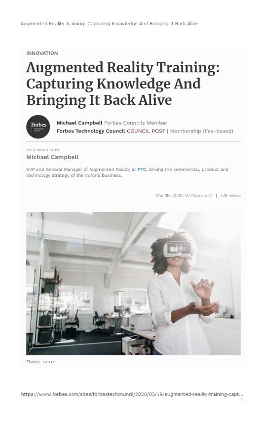 Article: Augmented reality training