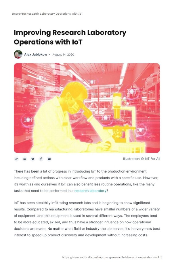 Article: Improving laboratory operations with IoT