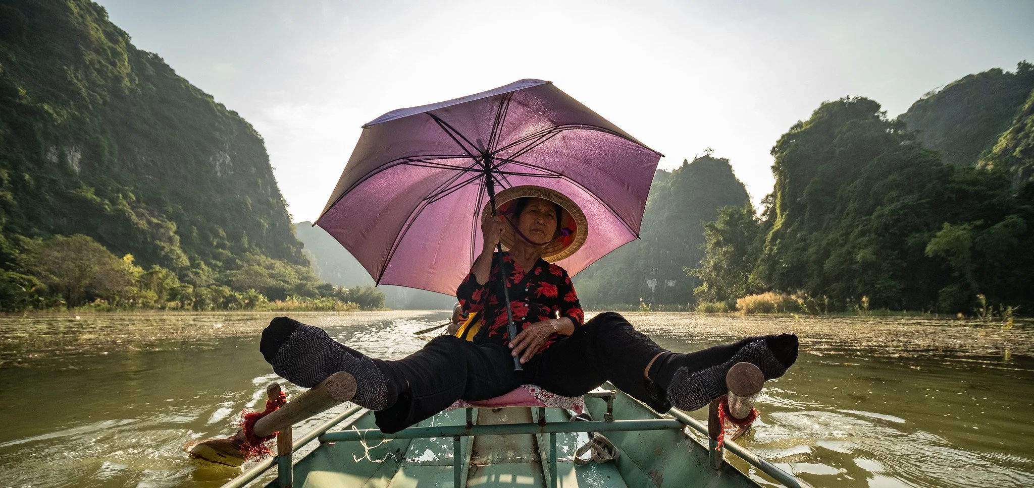 On the Ngo Dong River in Ninh Binh, Vietnam, 2022